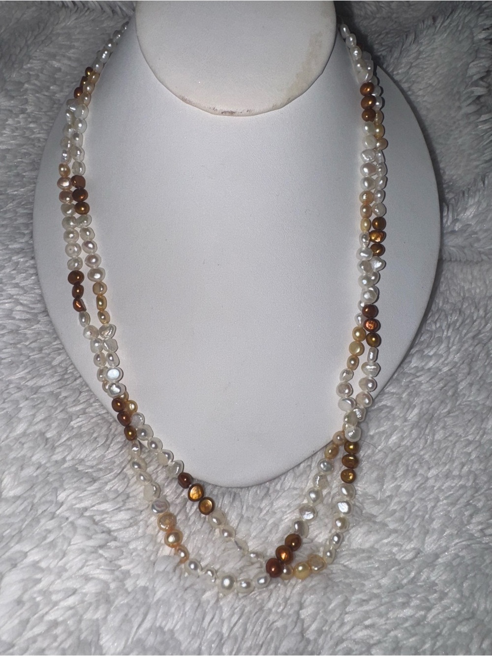 Vintage Stunning Multi Colored Natural Freshwater Pearl Necklace, 30"